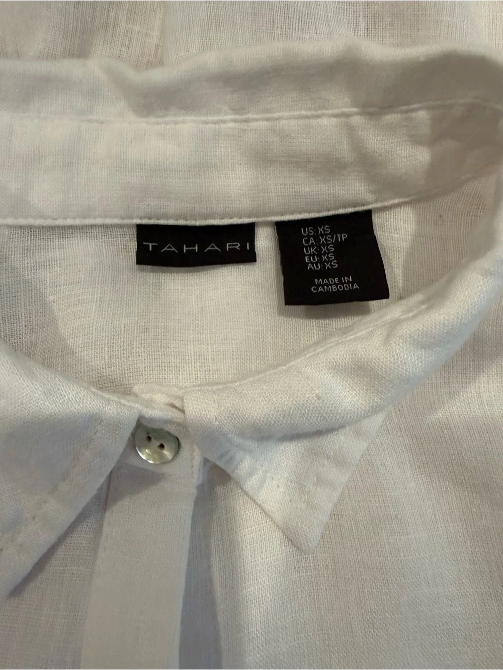 Tahari White Linen Button Down Long Shirt Dress - Picture 5 of 6